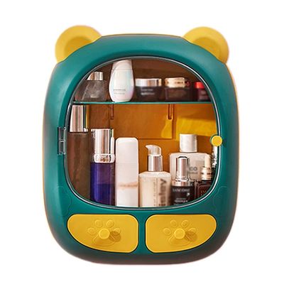 KLZUOPT Exquisite Bathroom Shelves Cosmetic Storage Box, Wall-Mounted Bathroom Non-Perforated Perfume Skin Care Product Shelf, Avoid Entry of Water and dust (Color : Green, Size : 34 * 10 * 41cm)