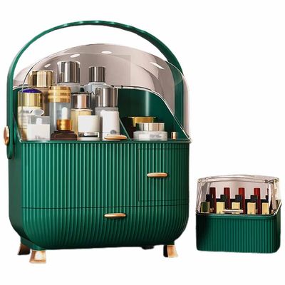 Exquisite Bathroom Shelves Cosmetic storage box - Lipstick,jewelry, skin care, perfume andorganizer,for bathroom, dressing table and countertop,Gifts for girls (Color : Green a, Size : 26 * 15 * 32cm)