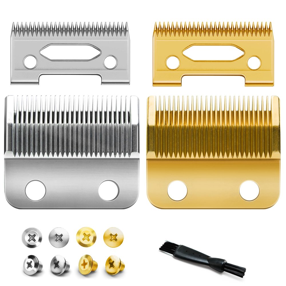 Fit for Wahl Clippers Replacement Blade, Professional Precision 2 Hole Adjustable Hair Trimmer Parts Gold Silver Blades Compatible with Wahl 5 Star Series, Super Taper, Magic Clip Clipper, 2pack
