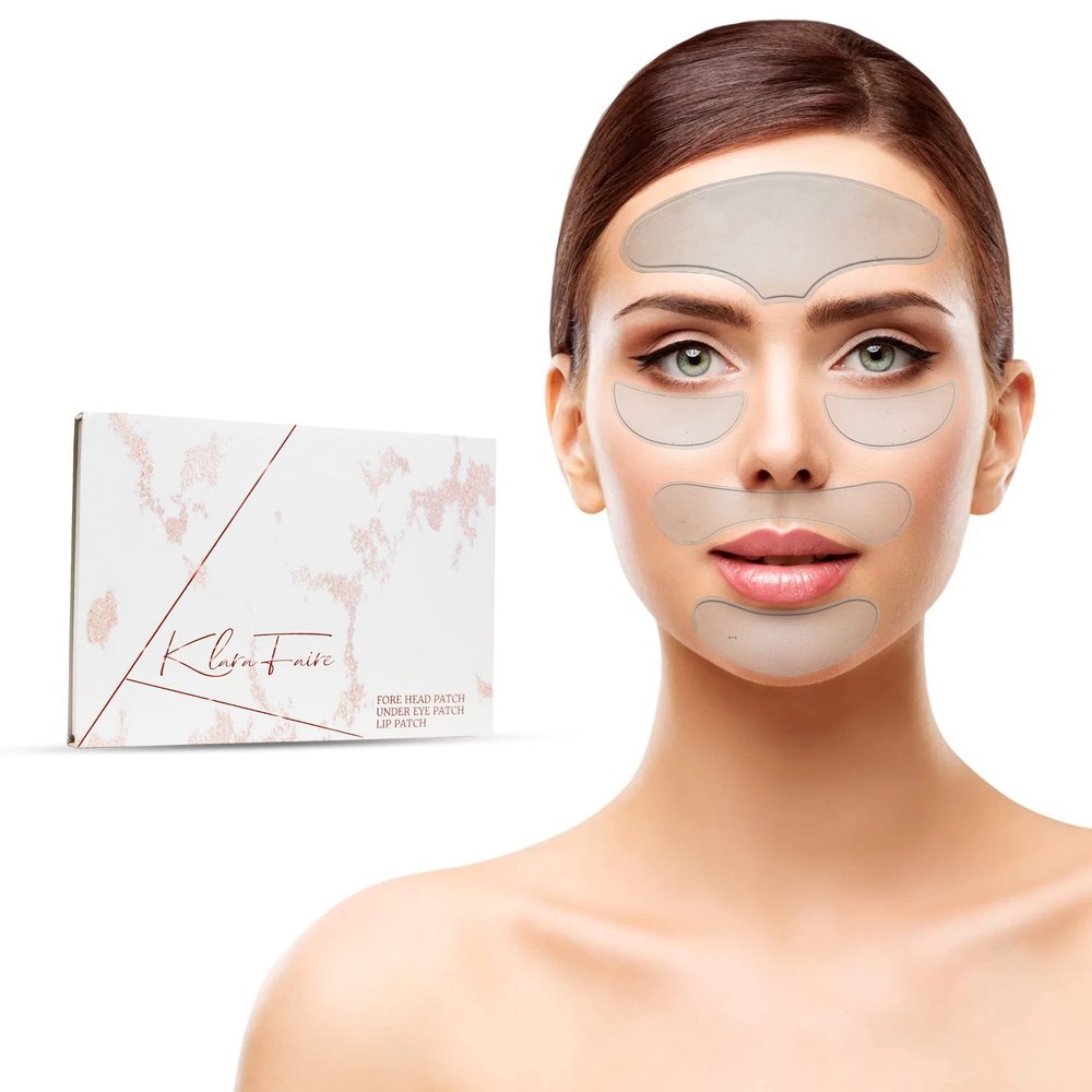 Silicone Face wrinkle Patches set- Reusable face tape for wrinkles w/ 4pc Under Eye Patches, 2pc forehead patches for wrinkles, 2pc Below, 2pc above Lip Wrinkle Pads | Forehead wrinkles treatment