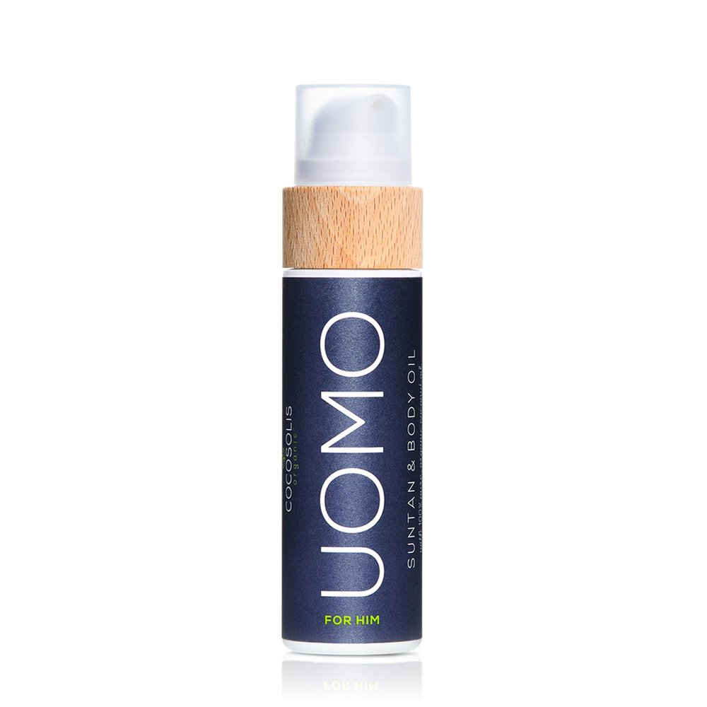 COCOSOLIS UOMO Tanning Accelerator for Men - Organic Tanning Oil with Vitamin E & Black Coconut Scent for a Fast Intensive Tan - Tanning Enhancer for a Rich Chocolate Tan (200)