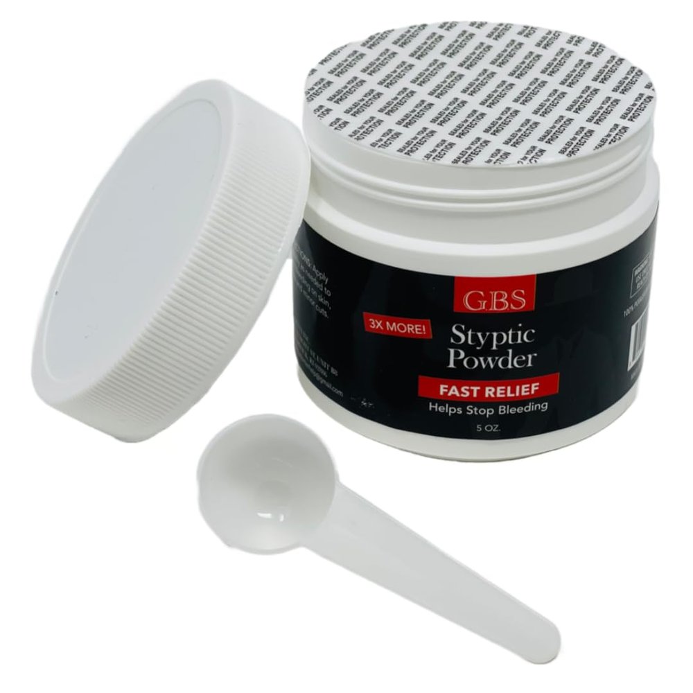 G.B.S Gents Styptic Powder - Quick Stop Bleeding First Aid with Sealed Top & Scoop - Fast Acting Nick Relief for Shaving Cuts, Nosebleeds, Emergency Kit (5oz