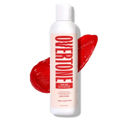 Overtone Daily Color Depositing Conditioner: 8oz Temporary Coloring Conditioner with Shea Butter & Coconut Oil, Refresh Color & Prevent Fading, Vegan & Cruelty-Free, Extreme Red is Ruby Red