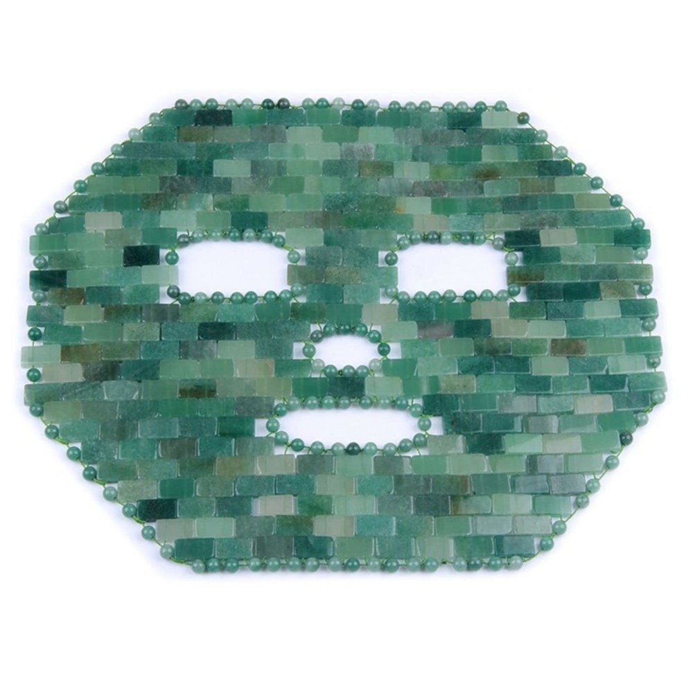 BiiKoon Rose Quartz Mask Cold Therapy Face Mask Reusable Jade Ice Sleeping Mask Beauty Skincare Massage Tool for Depuffing Anti-Aging Dark Circles (Color : Aventurine Jade)