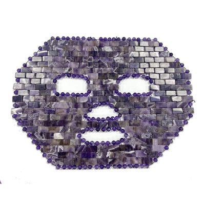 Rose Quartz Mask Amethyst Facial Mask with Jade Flower Jade Roller Gua Sha Set for Spa Skin Care Tool Cold Therapy Beauty Tool for Relieving Face Eye Puffiness (Color : Purple, Size : 1 PCS)