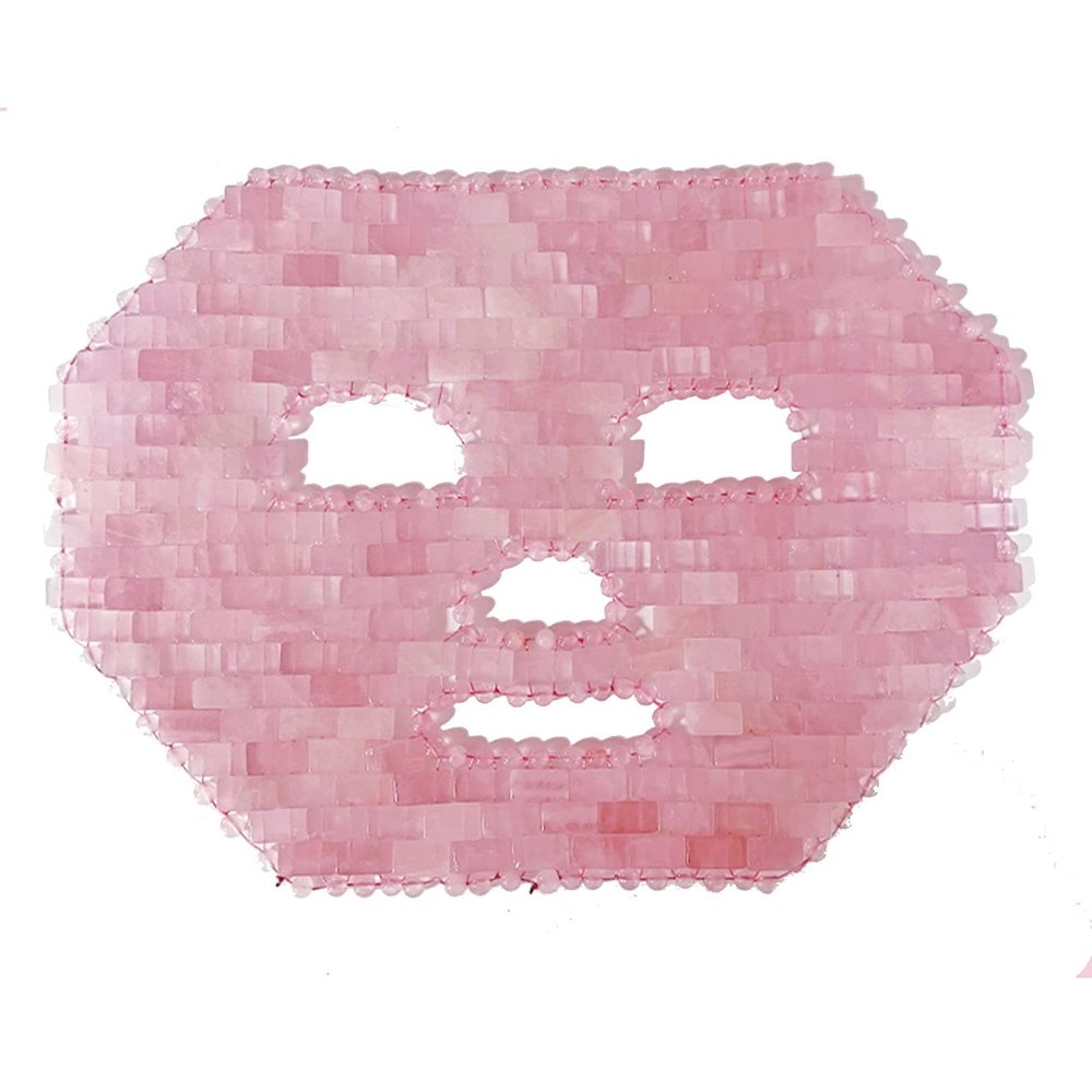 Jade Facial Mask Natural Crystal Stone Anti-Aging Sleeping Masks Rose Quartz Skincare Massager Cold Therapy Beauty Tool for Puffy Eyes Dark Circles Face Caring Gift (Color : Pink, Size : 1PCS)