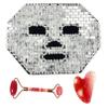 Clear Quartz Mask Jade Sleeping Mask Natural Jade women Skincare Massage Tool Set Include Jade Facial Mask, Jade Eyemask, Jade Roller, Gua ShaCold Therapy Beauty Tool view 1