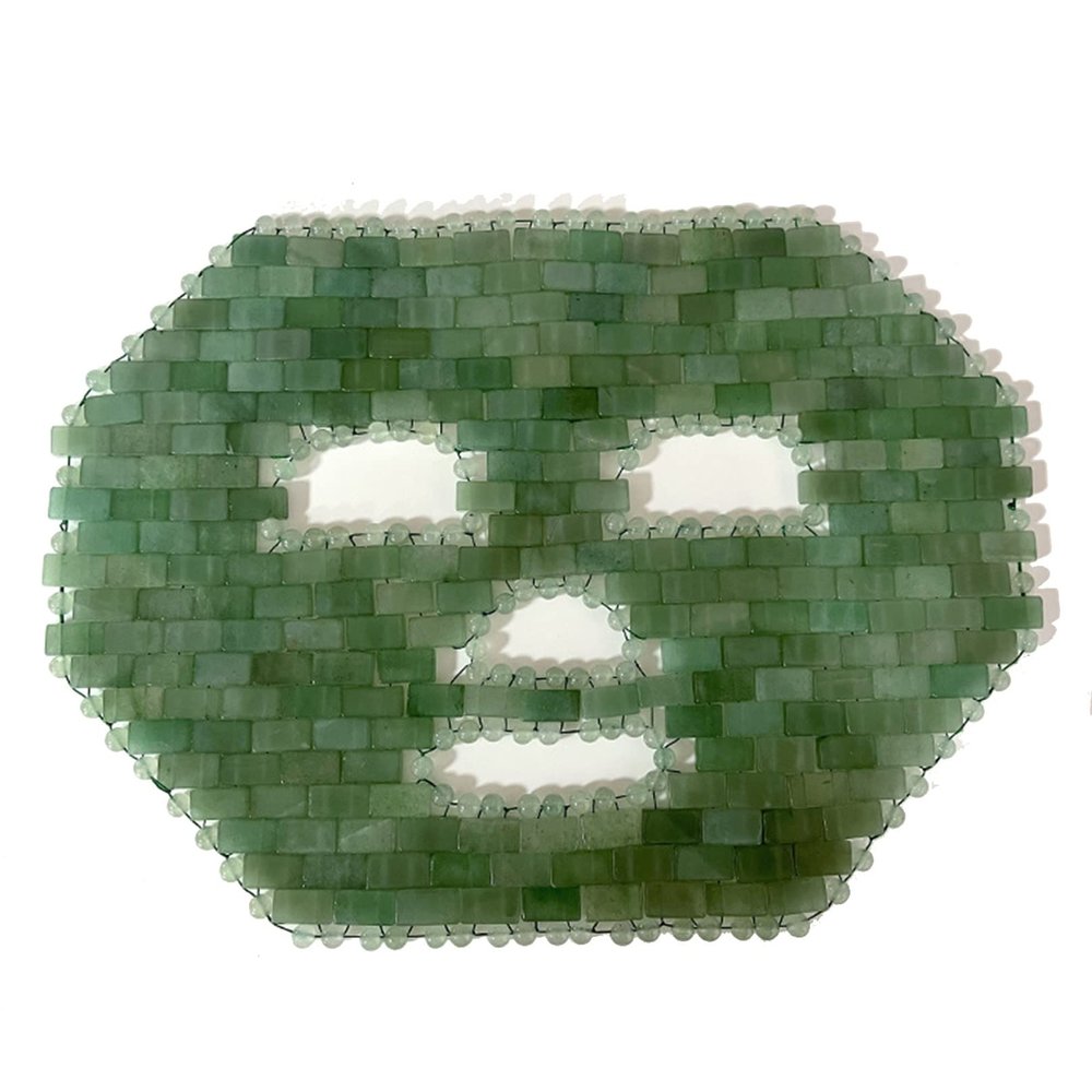 Jade Sleep Mask Cooling Quartz Facial Mask Natural Crystal Beauty Skincare Massage Tool reusable for Relieving Face & Eye Puffiness Yoga Meditation gift (Color : Green, Size : 1 PCS)