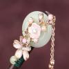 GRETD Hanfu Headdress Chinese Style Ancient Costume Hairpin Wooden Imitation Jade Flower Tassel Step Rocking Girl Hair Stick (Color : A, Size : 18cm) view 3