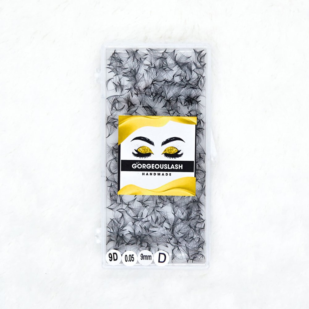 9D Lashes, 1000 Premade Volume Fans, Eyelash Extension. Handmade! (9D 005 Curl D, 09mm)