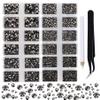 2-Box Massive Beads 8000pcs 6Sizes Nail Art Flatback Glasses Rhinestones Crystal for DIY Project with Tweezers and Picking Pen for Nail Art, Face Art, Manicure (Silver Flare, 6 Sizes) view 1