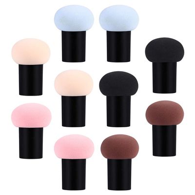 10pcs Mushroom Powder Puff, Makeup Sponge with Handle Powder Puff Beauty Tool for Foundation, Concealer and Powder, Wet and Dry Dual-use Makeup Puff