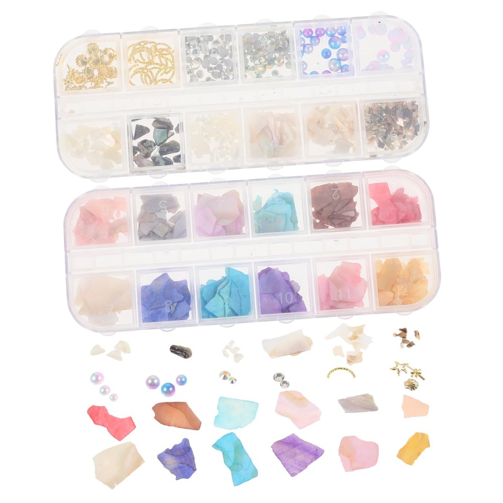Kichvoe Nail Art Tools 24 Shell Pieces Set Manicure and Nail Art Decoration Kit