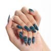GLAMERMAID Dark Green Marble Press on Nails Medium Almond, Dark Blue Ombre Gel Glue on Nail, Deep Green Short Stiletto Reusable UV Finish Emo Fake Nail, Acrylic Oval False Nails Manicure Kit for Women view 1