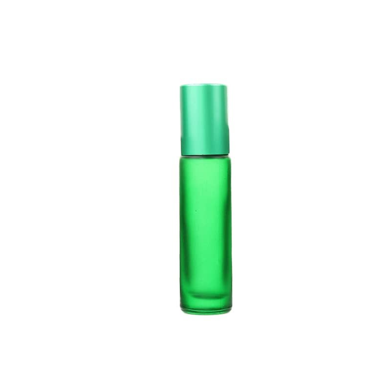 UTURAL 12Pcs 10ml Frosted Essential Oil Roller Bottles Glass Empty Containers with Stainless Steel Ball for Essential Oils, Perfumes and Lip Balms(green)