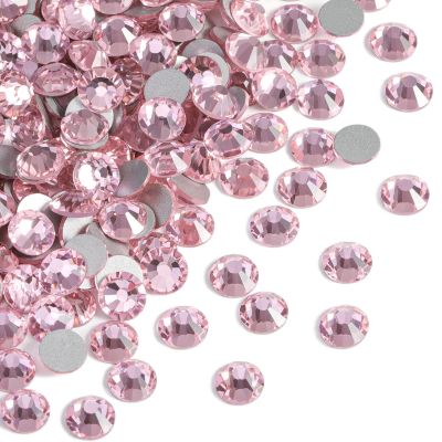 Beadsland 2880pcs Flat Back Crystal Rhinestones Round Gems for Nail Art and Craft Glue Fix,Light Pink,SS10,2.7-2.9mm