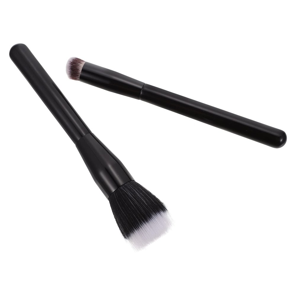 FOMIYES 2pcs Double-layer Fiber Makeup Brush Flat- Blush and Highlight Brushes for Natural Powder Application for Professional and Everyday Use