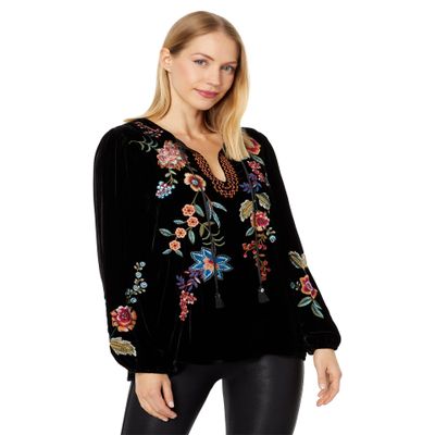 JWLA by Johnny Was Women's Ardell Velvet Relaxed Blouse, Black, X-Large