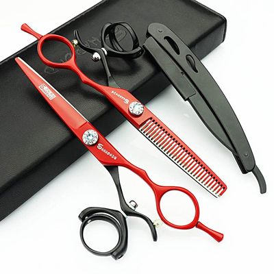 Hair Cutting Scissors, 6 inch professional hairdresser scissors barber shop hair scissors razor cutting scissors thinning scissors styling tools (Color : Scisscors set)