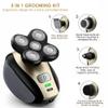 Rotary Electric Shaver for Men 4D USB Rechargeable Bald Head Hair Beard Trimmer Razor Grooming Kit 5 in 1 Waterproof Clippers, Nose Trimmer, Brush, Massager, Gold, 450.0 grams view 2