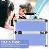 Ver Beauty Makeup Organizer, Cosmetic Travel Kit, Makeup Artist Supplies, 2 Sliding Trays, Lockable Storage Box, Makeup Train Case, Aluminium Case, Lightweight Makeup Vanity (Lavender Stripes) view 2