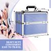 Ver Beauty Makeup Organizer, Cosmetic Travel Kit, Makeup Artist Supplies, 2 Sliding Trays, Lockable Storage Box, Makeup Train Case, Aluminium Case, Lightweight Makeup Vanity (Lavender Stripes) view 3
