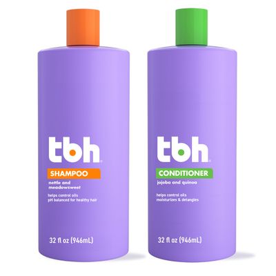TBH Kids & Teen Shampoo and Conditioner Set Sulfate & Paraben Free, Lightweight & Hydrating Hair Care for All Hair Types 2-Pack, 32 oz Each