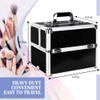 Ver Beauty Makeup Organizer, Cosmetic Travel Kit, Makeup Artist Supplies, 2 Sliding Trays, Lockable Storage Box, Makeup Train Case, Aluminium Case, Lightweight Makeup Vanity (Black Stripes) view 3