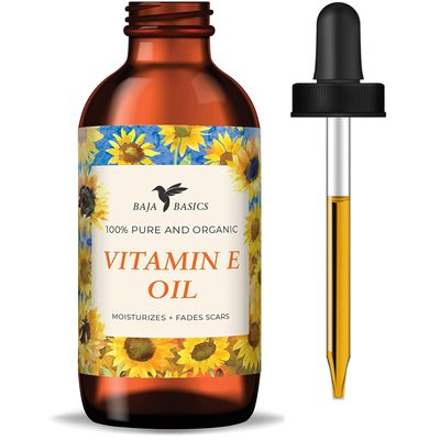 Baja Basics Organic Vitamin E Oil, Moisturizer for Skin, Face, Body, Nails and Hair, Multi-Purpose Skincare Product For Men and Women 4 oz