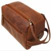 CHALLENGER Men's Handcrafted Full-Grain Distressed Tan Leather Travel Toiletry Dopp Shaving Kit Bag 18AXT01TN view 1