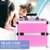 Ver Beauty Makeup Organizer, Cosmetic Travel Kit, Makeup Artist Supplies, 2 Sliding Trays, Lockable Storage Box, Makeup Train Case, Aluminium Case, Lightweight Makeup Vanity (Pink Stripes) view 2