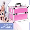 Ver Beauty Makeup Organizer, Cosmetic Travel Kit, Makeup Artist Supplies, 2 Sliding Trays, Lockable Storage Box, Makeup Train Case, Aluminium Case, Lightweight Makeup Vanity (Pink Stripes) view 3