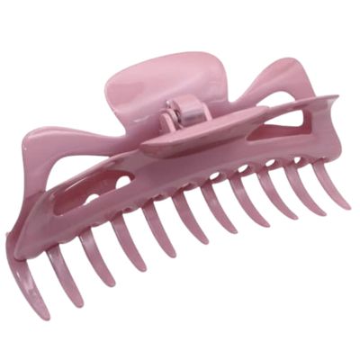 Parcelona French Classic Jumbo 5 1/2" Celluloid Acetate No Slip Grip Covered Spring Large Hair Clips for Women Volume Hair Accessories Girls Jaw Hair Claw, Made in France (Light Pink)