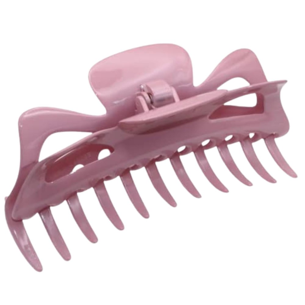 Parcelona French Classic Jumbo 5 1/2" Celluloid Acetate No Slip Grip Covered Spring Large Hair Clips for Women Volume Hair Accessories Girls Jaw Hair Claw, Made in France (Light Pink)