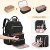 BAFASO Nail Polish Organizer Backpack Holds 56 Bottles and a Nail Lamp, Nail Polish Bag with 2 Removable Pouches and Tools Storage Sections (Patented Design), Black view 2