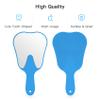 2 Pieces Tooth Shaped Handheld Mirror Cute Makeup Mirror Hand Held Plastic Dental Mirrors with Handle Cosmetic Hand Mirror for Women Men Girls and Kids (Blue) view 3