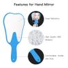 2 Pieces Tooth Shaped Handheld Mirror Cute Makeup Mirror Hand Held Plastic Dental Mirrors with Handle Cosmetic Hand Mirror for Women Men Girls and Kids (Blue) view 4