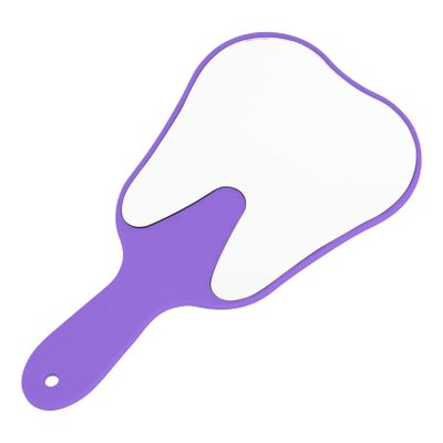 2 Pieces Tooth Shaped Handheld Mirror Cute Makeup Mirror Hand Held Plastic Dental Mirrors with Handle Cosmetic Hand Mirror for Women Men Girls and Kids (Purple)