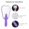 2 Pieces Tooth Shaped Handheld Mirror Cute Makeup Mirror Hand Held Plastic Dental Mirrors with Handle Cosmetic Hand Mirror for Women Men Girls and Kids (Purple) view 4