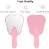 2 Pieces Tooth Shaped Handheld Mirror Cute Makeup Mirror Hand Held Plastic Dental Mirrors with Handle Cosmetic Hand Mirror for Women Men Girls and Kids (Pink) view 3