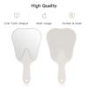 2 Pieces Tooth Shaped Handheld Mirror Cute Makeup Mirror Hand Held Plastic Dental Mirrors with Handle Cosmetic Hand Mirror for Women Men Girls and Kids (White) view 3