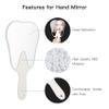 2 Pieces Tooth Shaped Handheld Mirror Cute Makeup Mirror Hand Held Plastic Dental Mirrors with Handle Cosmetic Hand Mirror for Women Men Girls and Kids (White) view 4