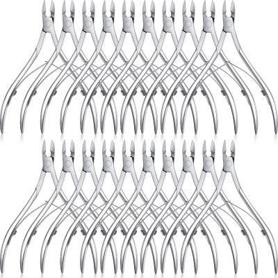 Chumia 20 Pcs Cuticle Trimmer Stainless Steel Cuticle Nippers, Nail Edge Cutter Clippers Dead Skin Trimmer Pointed Pedicure Manicure Nipper Remover Care Tools Bulk for Fingernails Toenails(Silver)