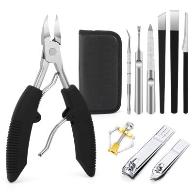 Segbeauty 10pcs Ingrown Toenail Removal Kit, Nail Clipper Toenail Clipper Manicure Pedicure Kit, Professional High Manganese Steel Blade Ingrown Toenail Corrector Tool Set for Remove Cuticle Callus