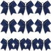 DEEKA 10 PCS 8" Rhinestones Large Cheer Hair Bows Glitter Cheer Ponytail Holder Handmade for Teen Girls Softball Cheerleader Sports -Navy view 1