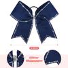 DEEKA 10 PCS 8" Rhinestones Large Cheer Hair Bows Glitter Cheer Ponytail Holder Handmade for Teen Girls Softball Cheerleader Sports -Navy view 2