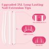 Clear Long Square Nail Tips: XXXL Extra Long Straight Tips Square for Acrylic Nails - Full Cover C Curve Acrylic Gel Nail Tips for Salon DIY Home Salon 240Pcs 12 Sizes view 4