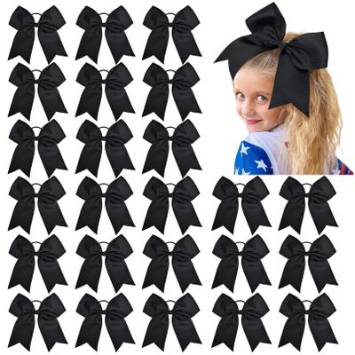 24 PCS 8" Large Cheer Bows Black Girl Hair Bows Cheerleading Softball Team Bow Hair Accessories for cheerleaders football Competition Sports