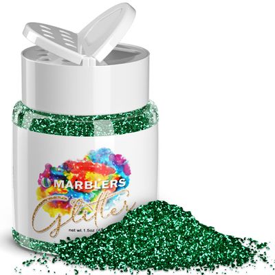 MARBLERS Twinkle Glitter [Christmas Green] 1.5oz (42g) | Fine | Non-Toxic, Vegan, Cruelty-Free | Face, Body, Eyeshadow, Hair, Festival, Party Makeup | Nail Art, Polish | Resin, Tumbler, Slime, Craft