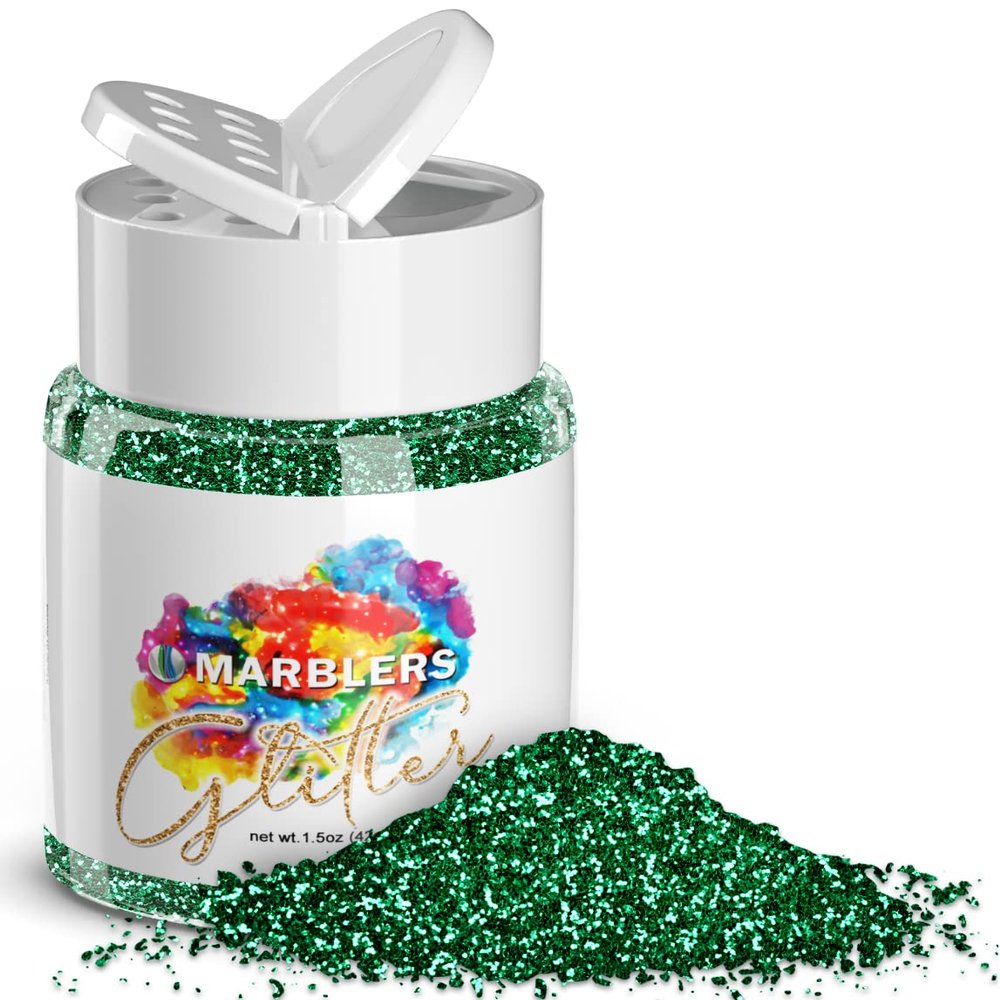 MARBLERS Twinkle Glitter [Christmas Green] 1.5oz (42g) | Fine | Non-Toxic, Vegan, Cruelty-Free | Face, Body, Eyeshadow, Hair, Festival, Party Makeup | Nail Art, Polish | Resin, Tumbler, Slime, Craft